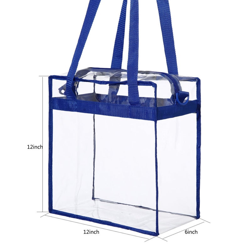 BAGAIL Clear Bags 12x6x12 Stadium Approved Clear Tote Bag with Zipper Closure Crossbody Shoulder Bag with Adjustable Strap(RoyalBlue) - Image 3
